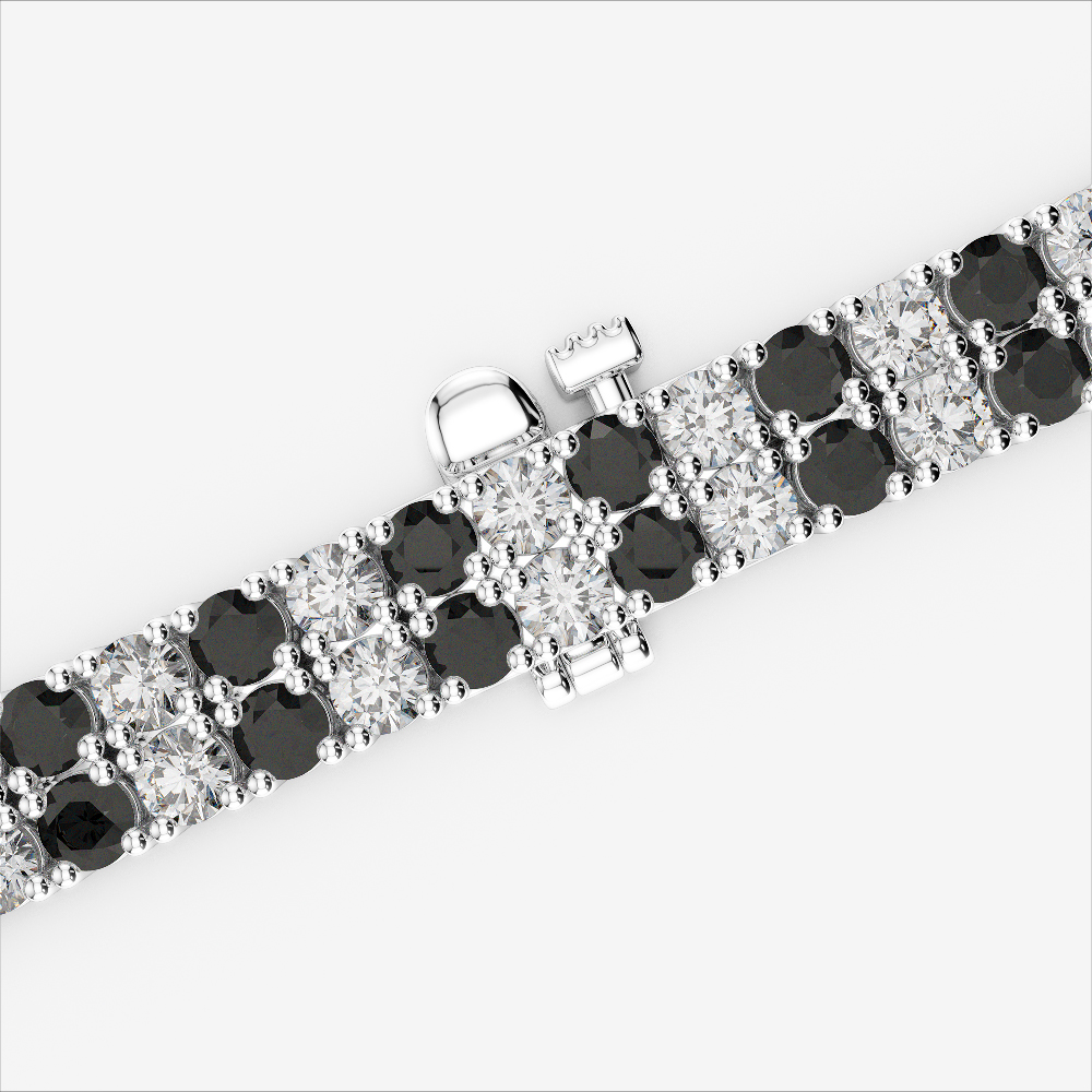 Gold / Platinum Round Cut Black Diamond with Diamond Bracelet AGBRL-1039