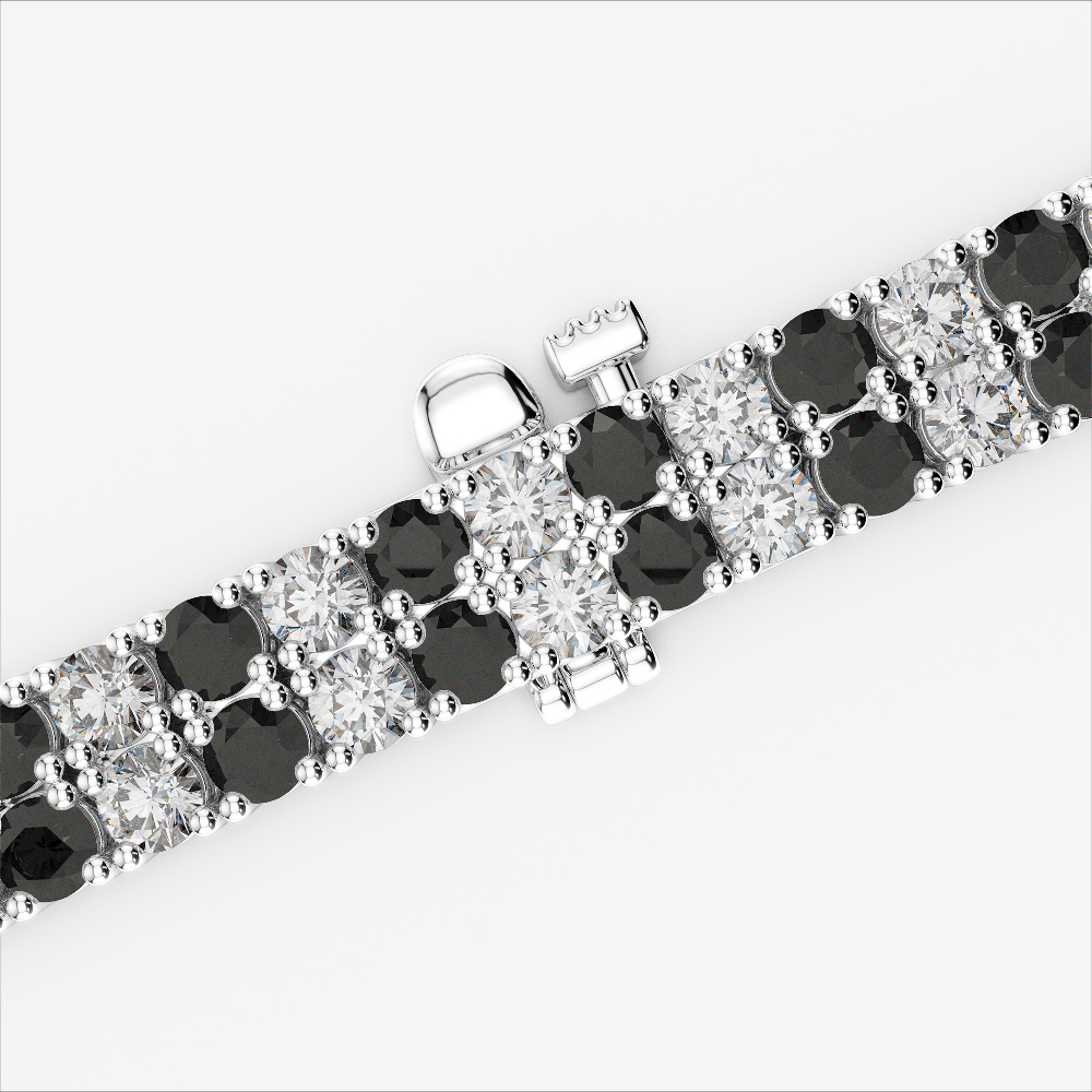 Gold / Platinum Round Cut Black Diamond with Diamond Bracelet AGBRL-1040