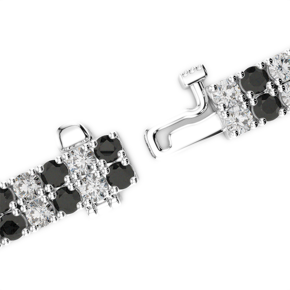 Gold / Platinum Round Cut Black Diamond with Diamond Bracelet AGBRL-1040