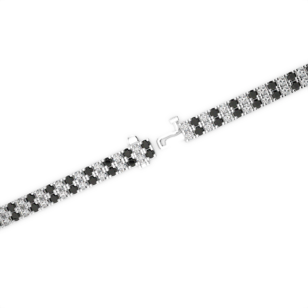 Gold / Platinum Round Cut Black Diamond with Diamond Bracelet AGBRL-1041