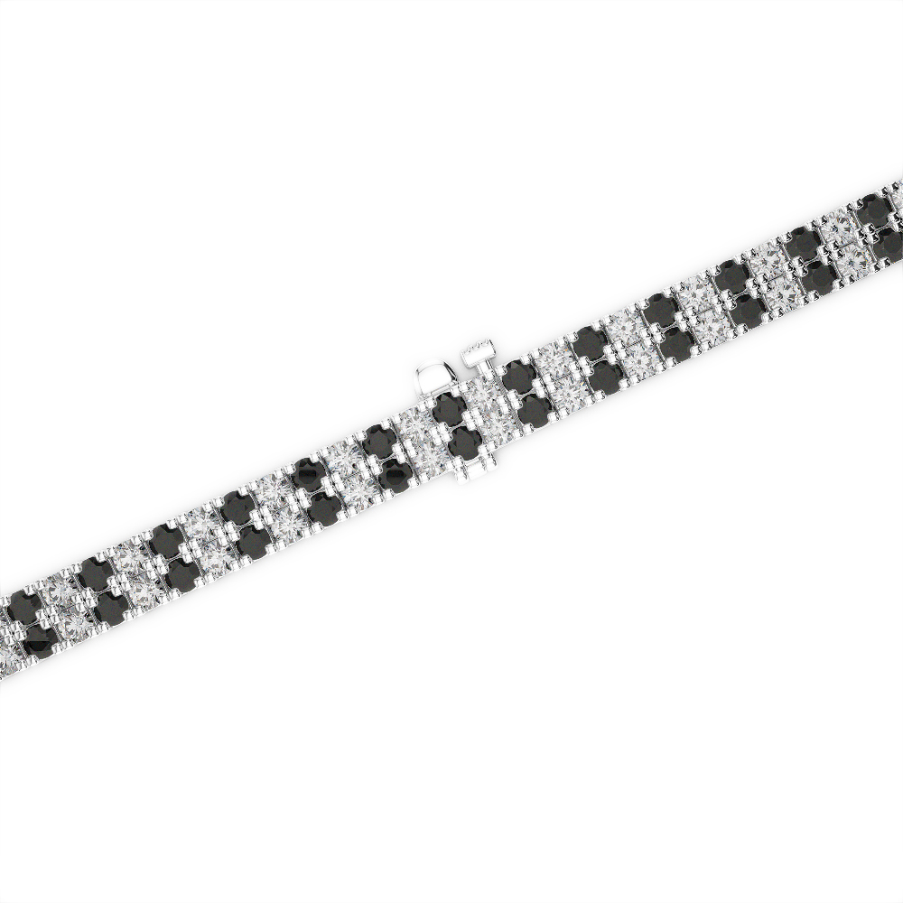 Gold / Platinum Round Cut Black Diamond with Diamond Bracelet AGBRL-1042