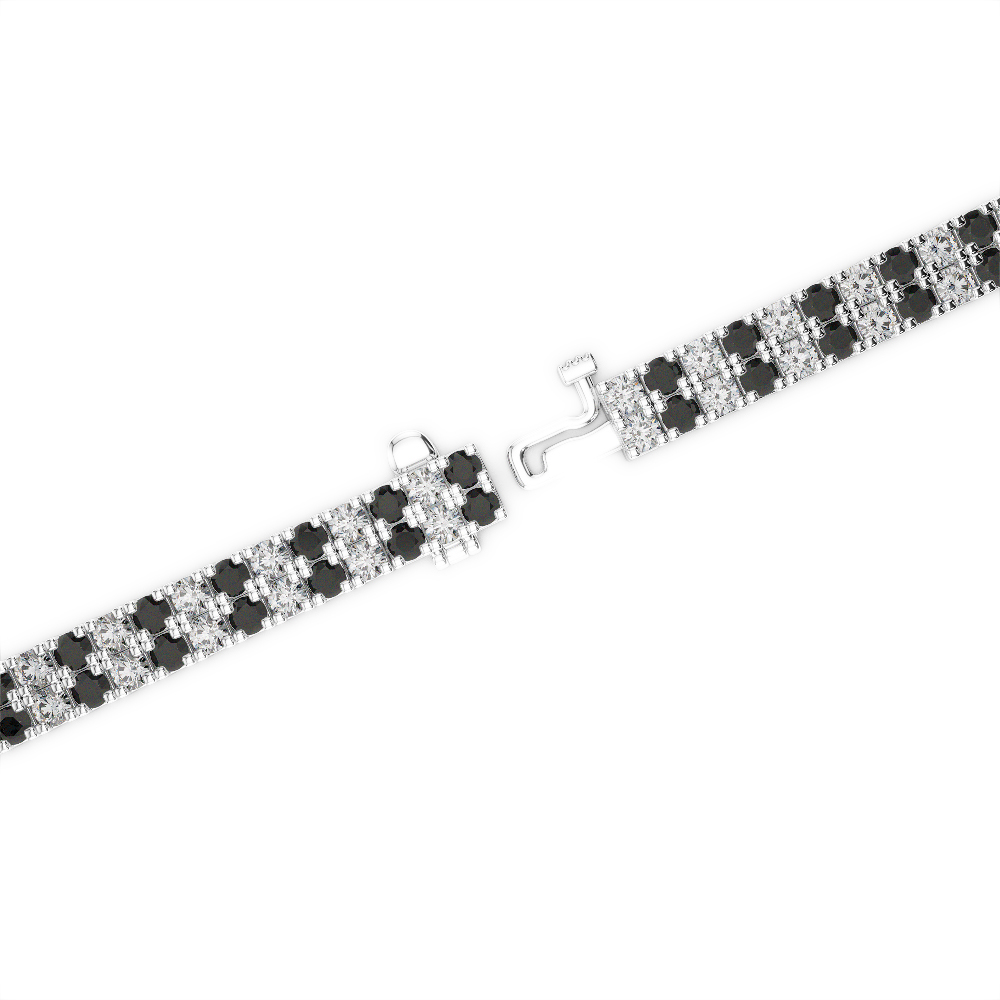 Gold / Platinum Round Cut Black Diamond with Diamond Bracelet AGBRL-1042