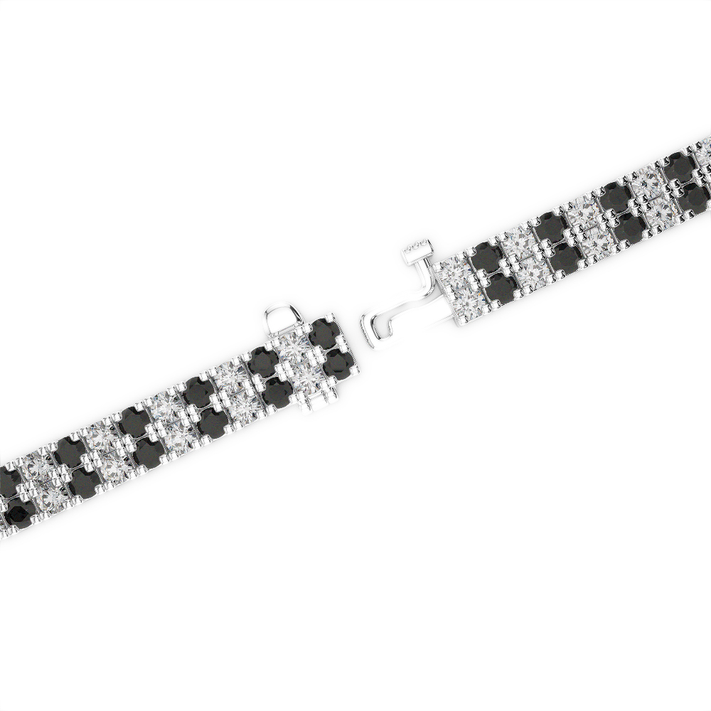 Gold / Platinum Round Cut Black Diamond with Diamond Bracelet AGBRL-1043