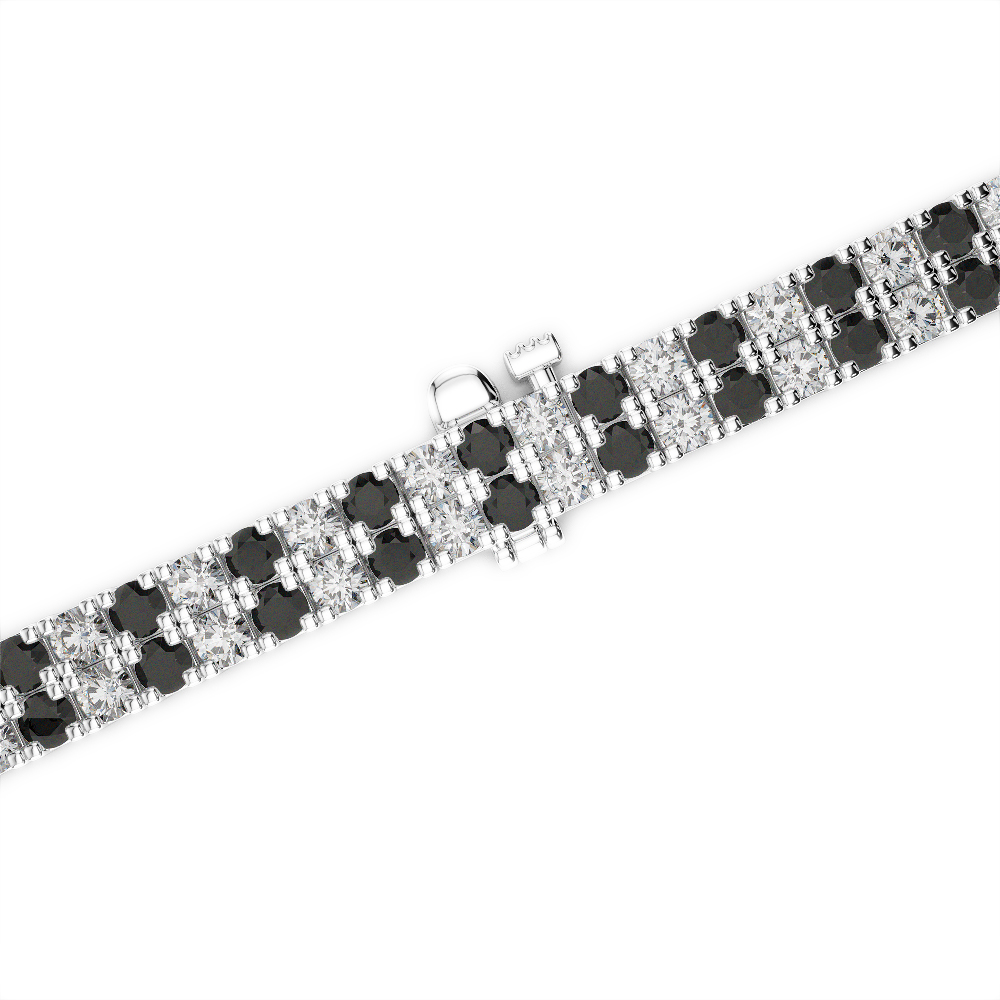 Gold / Platinum Round Cut Black Diamond with Diamond Bracelet AGBRL-1046