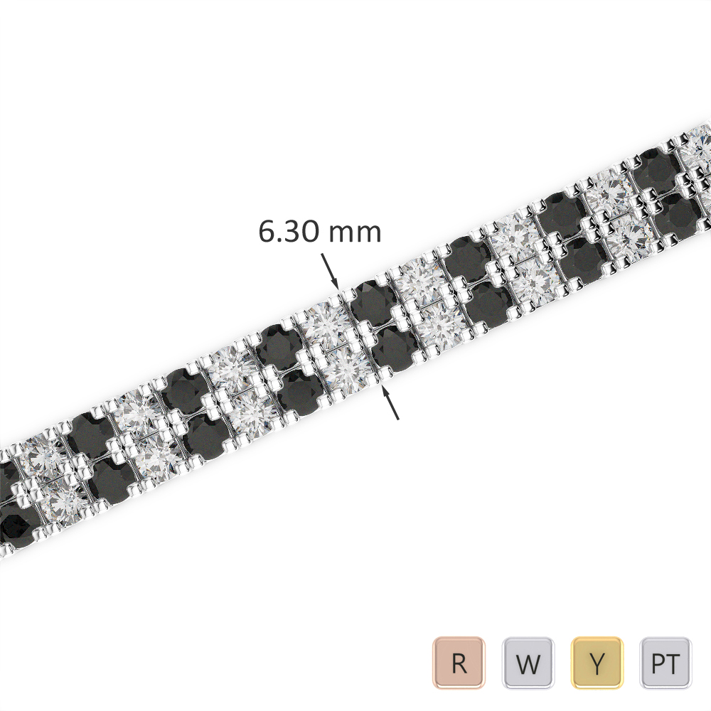 Gold / Platinum Round Cut Black Diamond with Diamond Bracelet AGBRL-1048