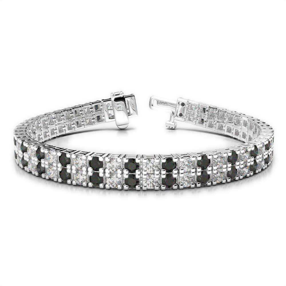 Gold / Platinum Round Cut Black Diamond with Diamond Bracelet AGBRL-1049