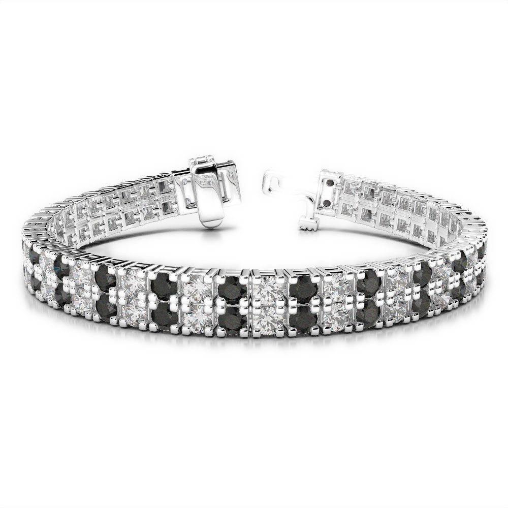 Gold / Platinum Round Cut Black Diamond with Diamond Bracelet AGBRL-1050