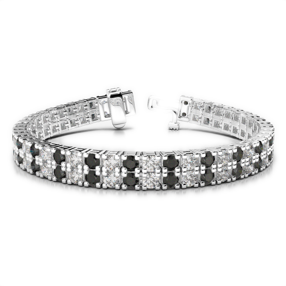 Gold / platinum round cut black diamond with diamond bracelet agbrl-1050