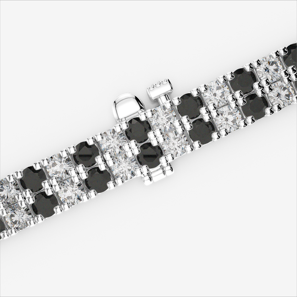 Gold / Platinum Round Cut Black Diamond with Diamond Bracelet AGBRL-1050