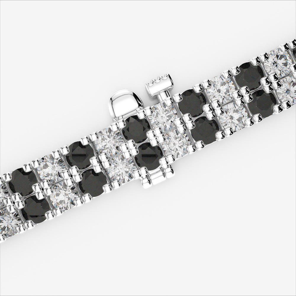 Gold / Platinum Round Cut Black Diamond with Diamond Bracelet AGBRL-1051
