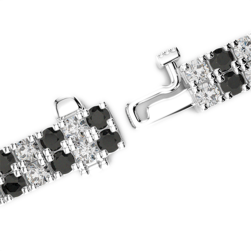 Gold / Platinum Round Cut Black Diamond with Diamond Bracelet AGBRL-1051