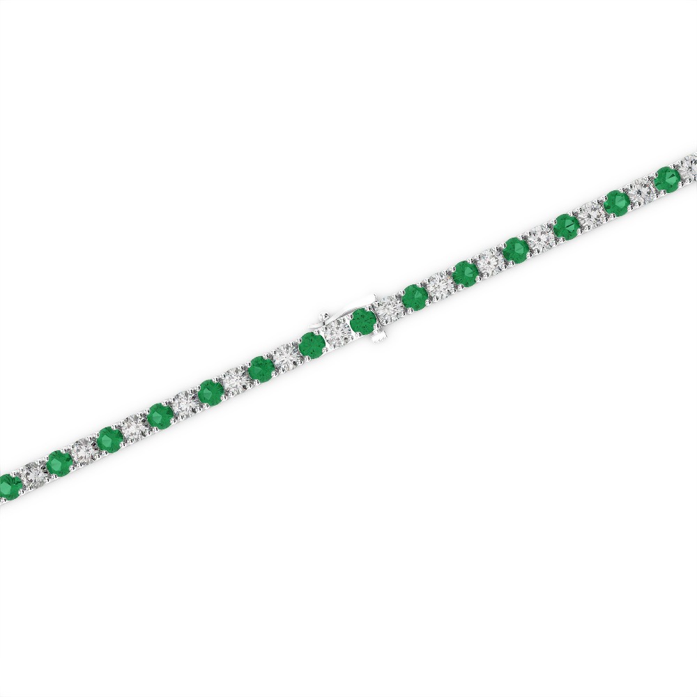 Gold / Platinum Round Cut Emerald and Diamond Bracelet AGBRL-1001