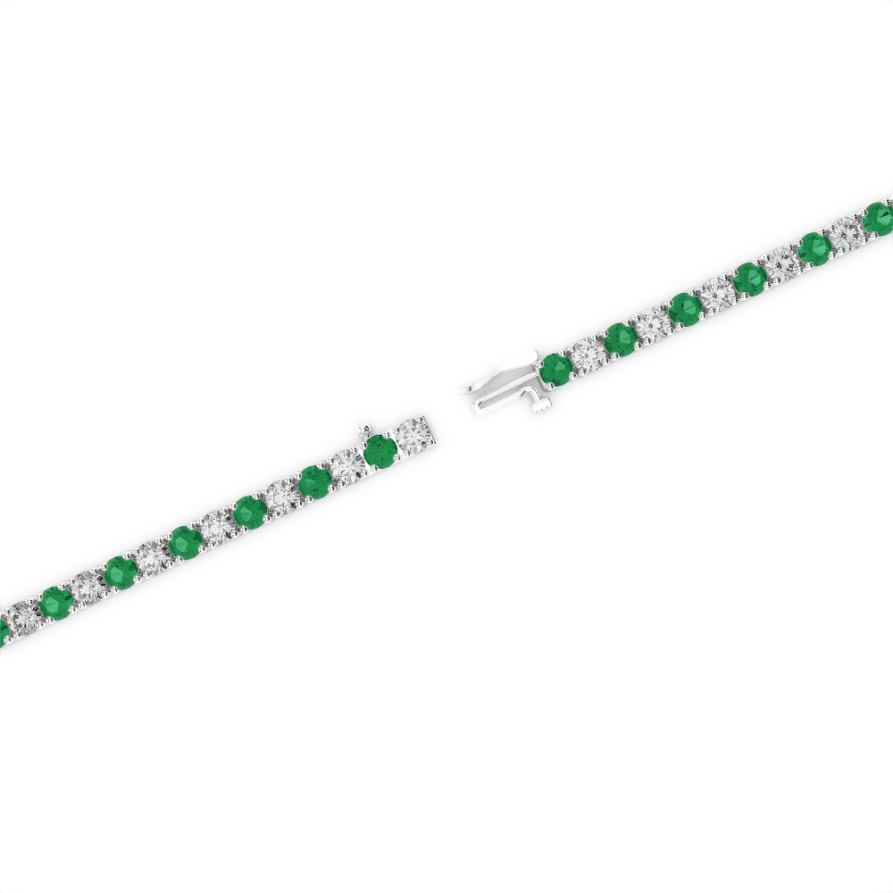 Gold / Platinum Round Cut Emerald and Diamond Bracelet AGBRL-1001