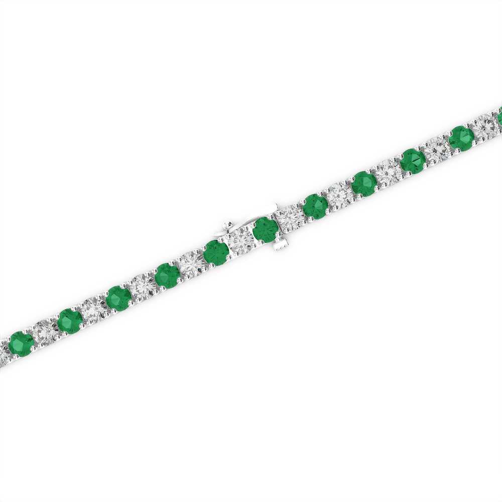 Gold / Platinum Round Cut Emerald and Diamond Bracelet AGBRL-1002