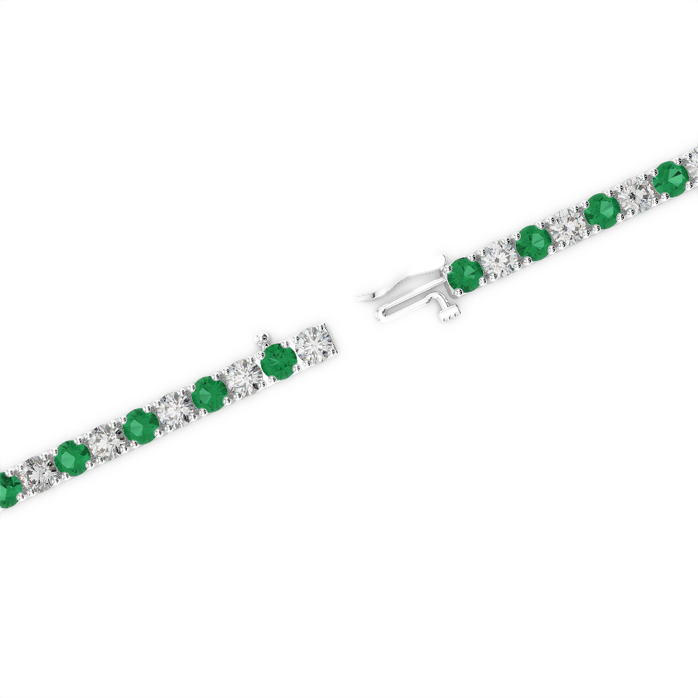 Gold / Platinum Round Cut Emerald and Diamond Bracelet AGBRL-1002