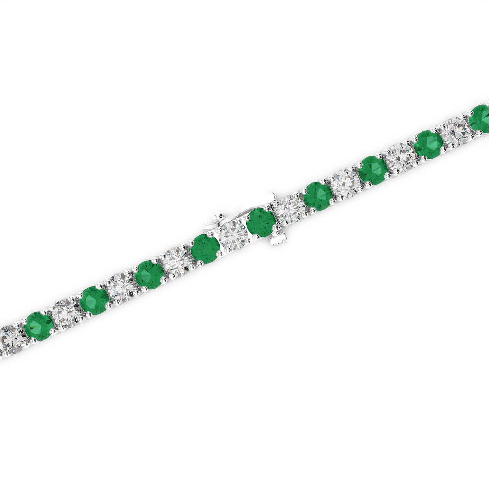 Gold / Platinum Round Cut Emerald and Diamond Bracelet AGBRL-1003