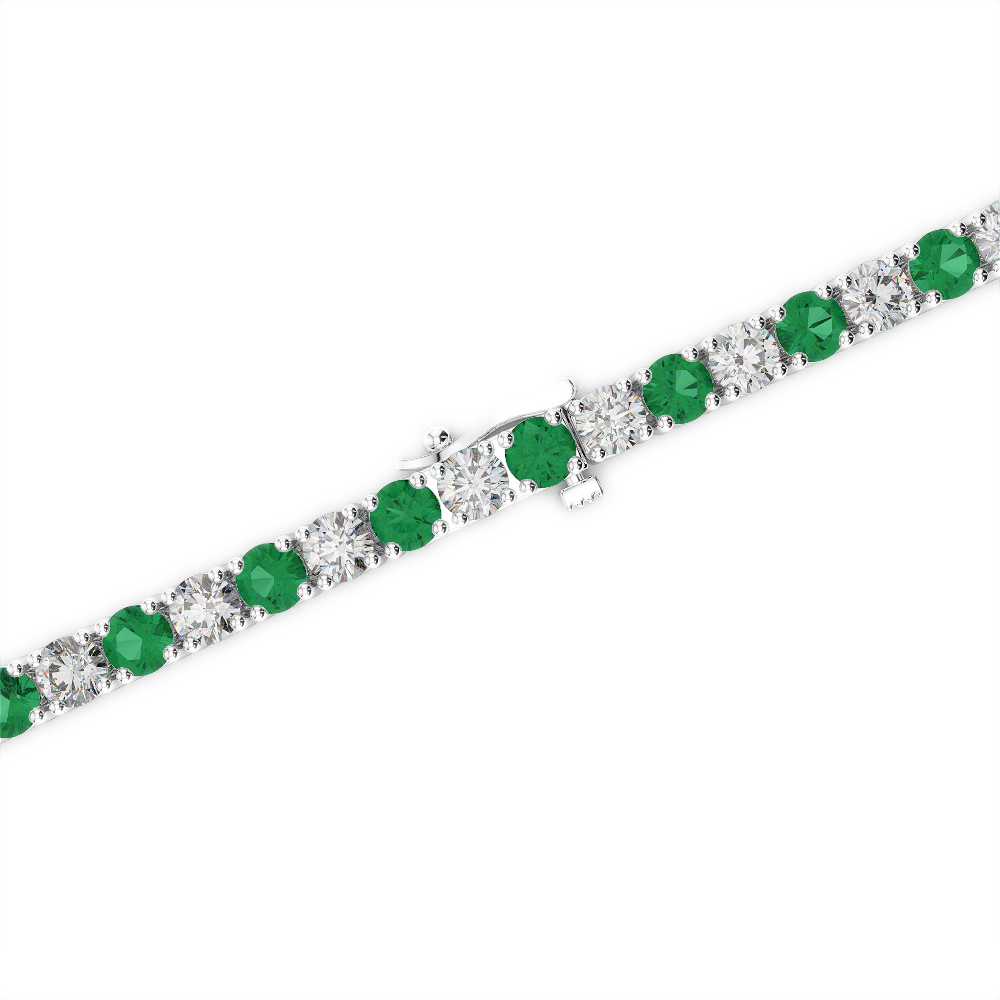Gold / Platinum Round Cut Emerald and Diamond Bracelet AGBRL-1005