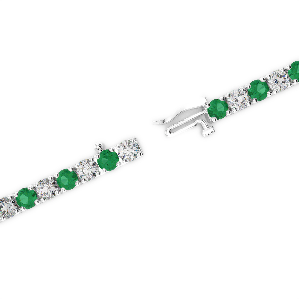 Gold / Platinum Round Cut Emerald and Diamond Bracelet AGBRL-1005