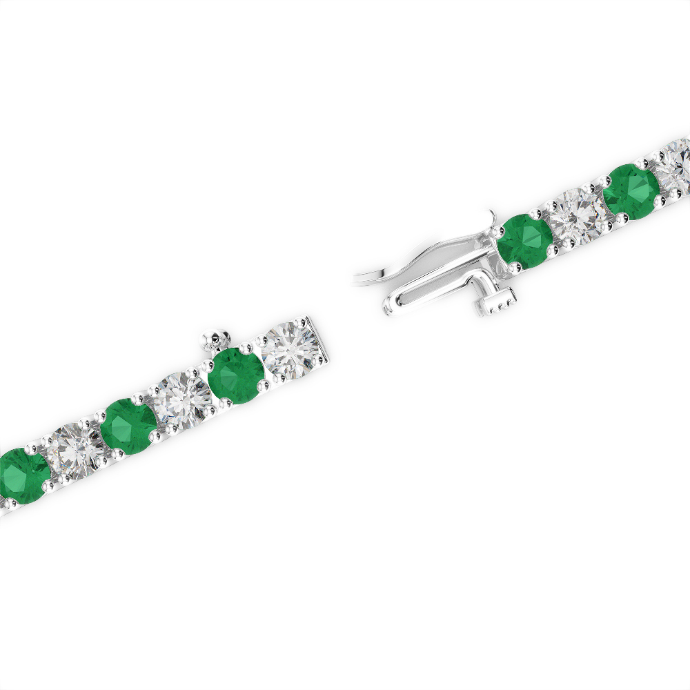 Gold / Platinum Round Cut Emerald and Diamond Bracelet AGBRL-1007