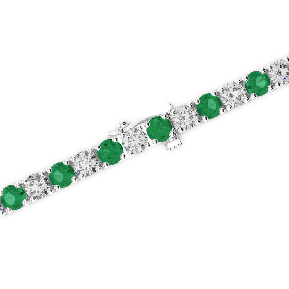 Gold / Platinum Round Cut Emerald and Diamond Bracelet AGBRL-1008