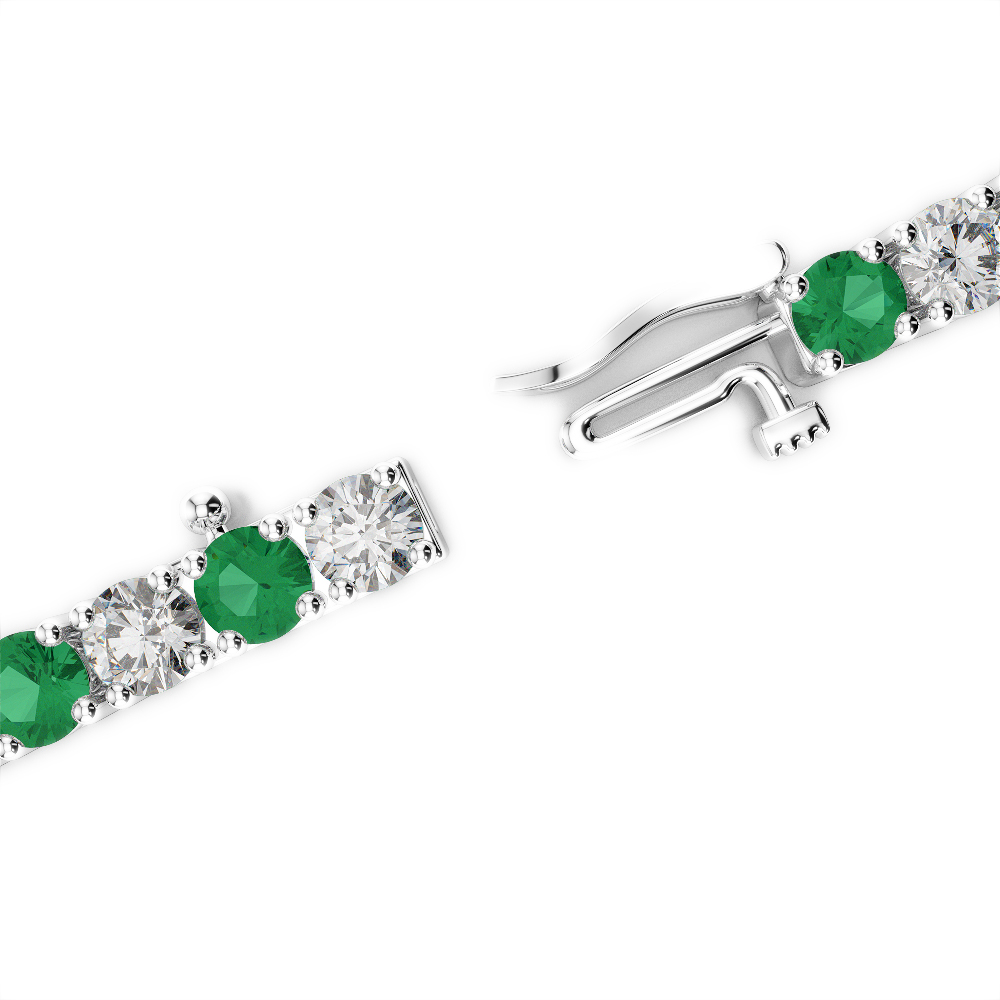 Gold / Platinum Round Cut Emerald and Diamond Bracelet AGBRL-1010