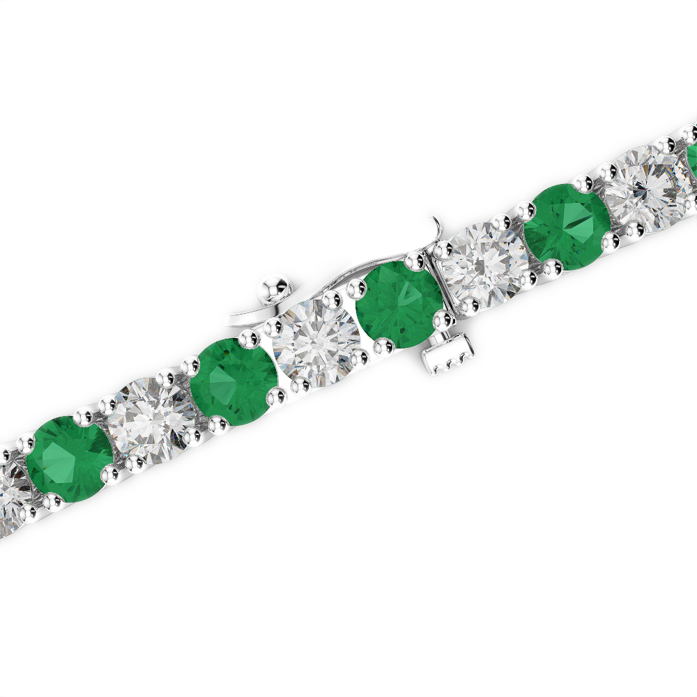 Gold / Platinum Round Cut Emerald and Diamond Bracelet AGBRL-1011