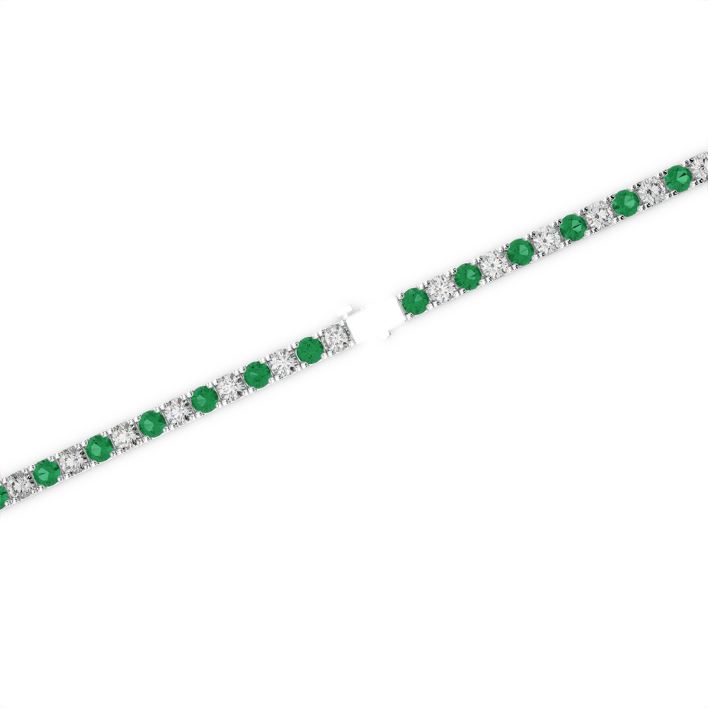Gold / Platinum Round Cut Emerald and Diamond Bracelet AGBRL-1012