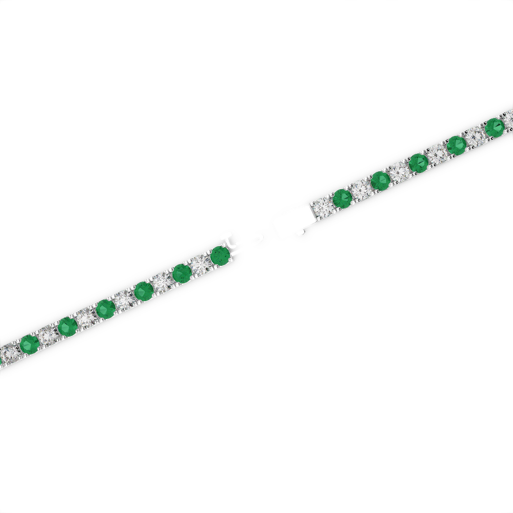Gold / Platinum Round Cut Emerald and Diamond Bracelet AGBRL-1012