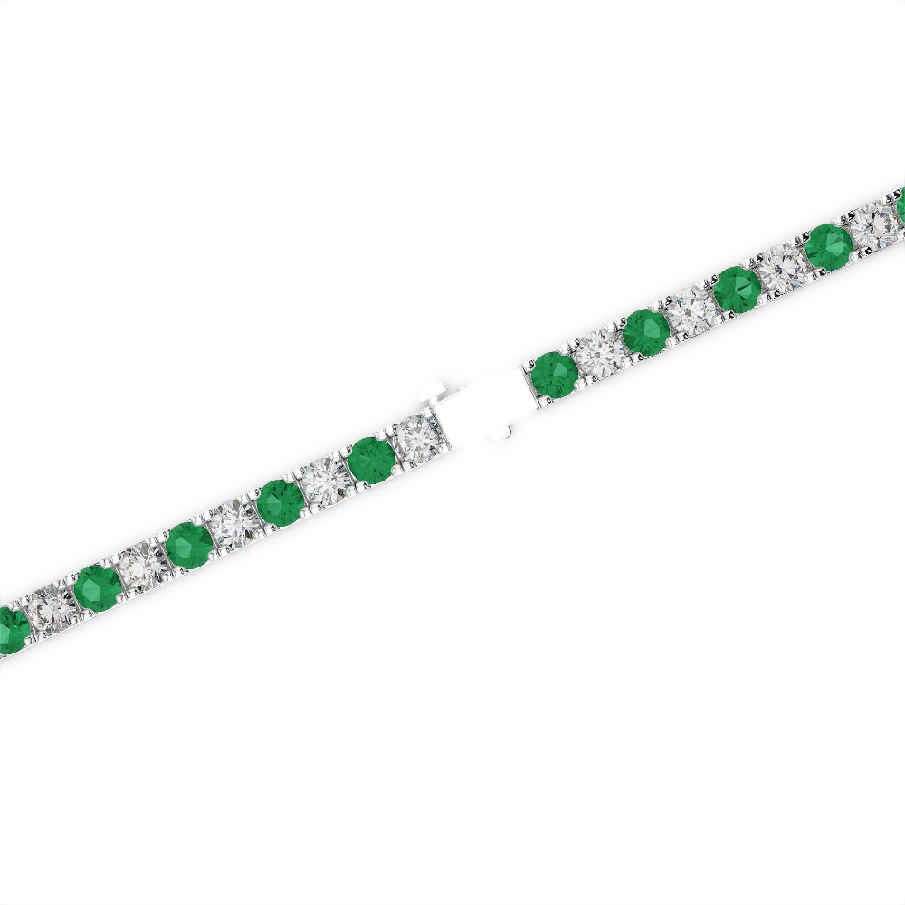 Gold / Platinum Round Cut Emerald and Diamond Bracelet AGBRL-1013
