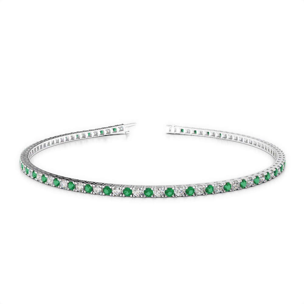 Gold / Platinum Round Cut Emerald and Diamond Bracelet AGBRL-1014