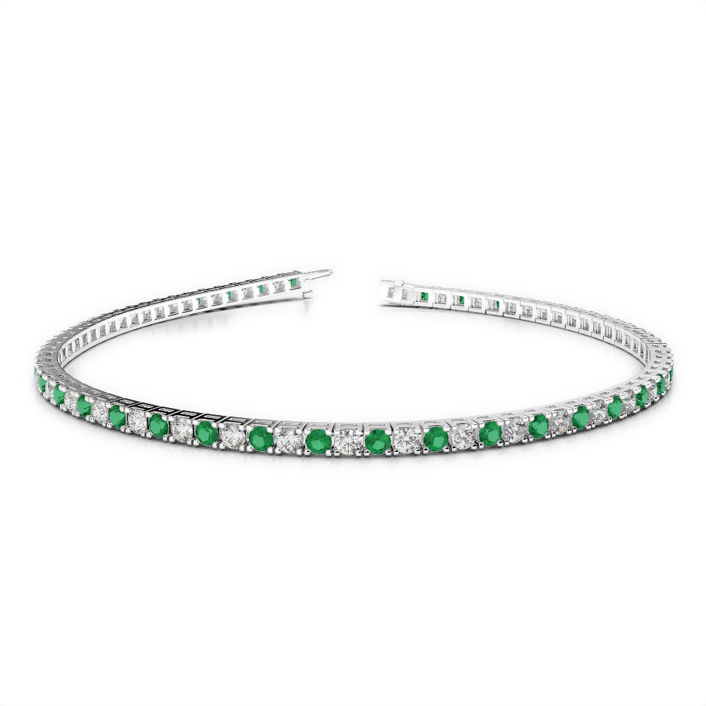 Gold / Platinum Round Cut Emerald and Diamond Bracelet AGBRL-1016