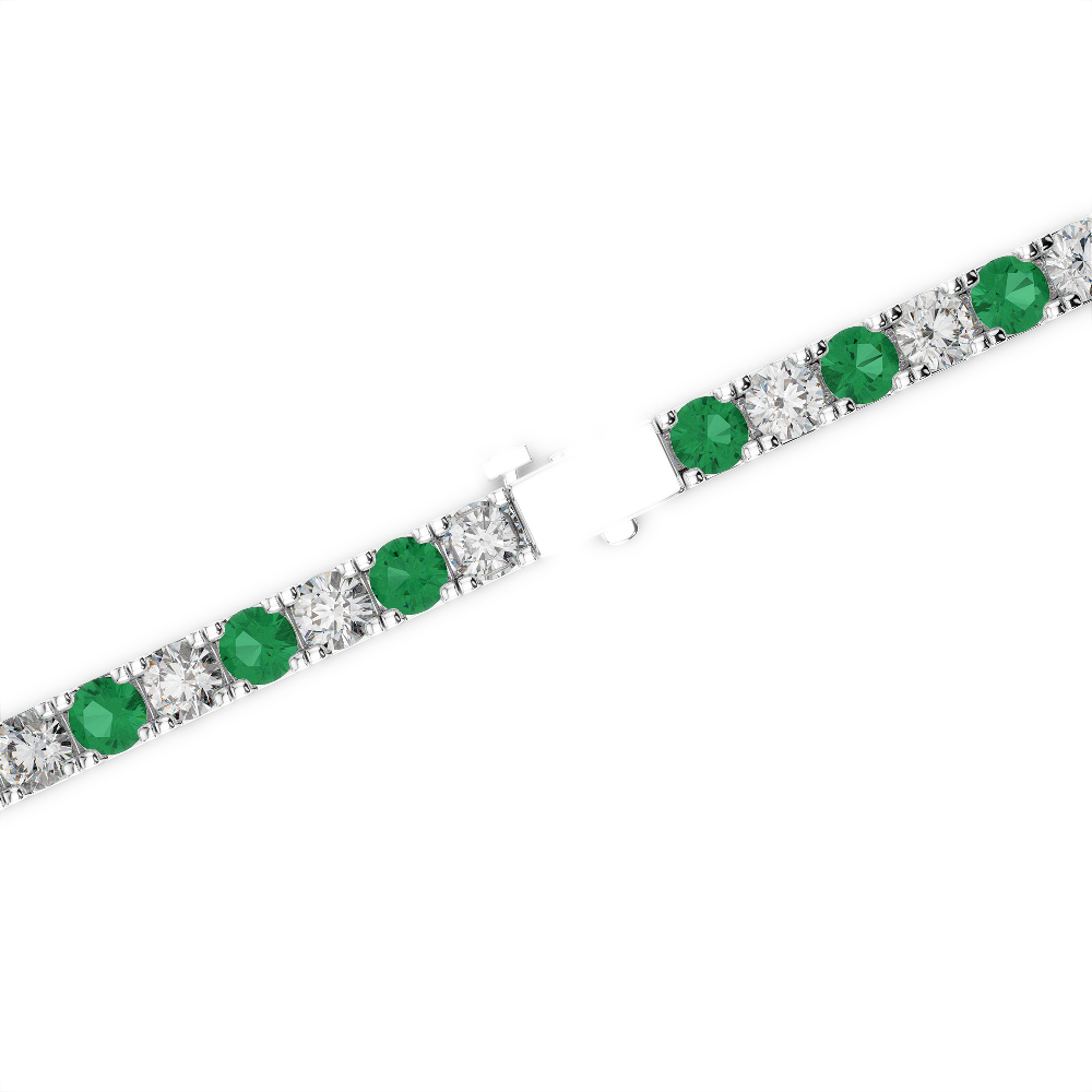 Gold / Platinum Round Cut Emerald and Diamond Bracelet AGBRL-1016