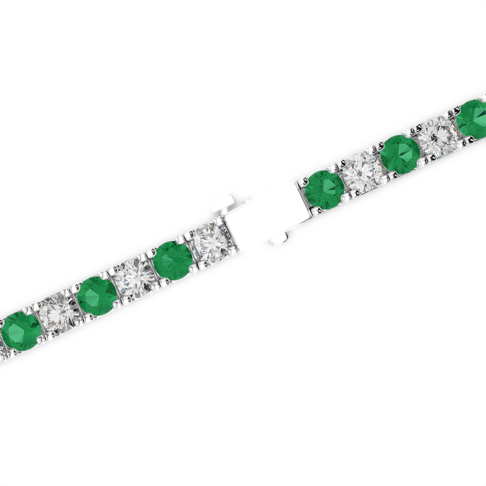 Gold / Platinum Round Cut Emerald and Diamond Bracelet AGBRL-1018