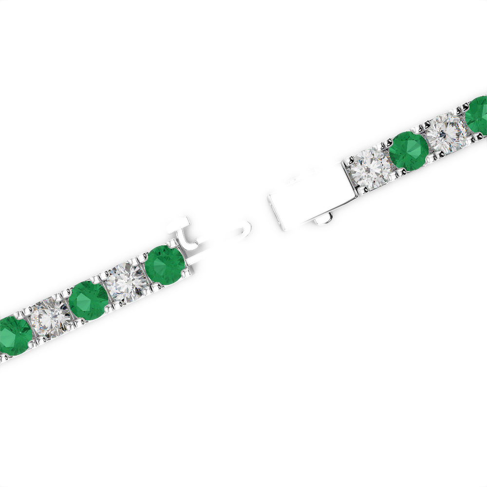 Gold / Platinum Round Cut Emerald and Diamond Bracelet AGBRL-1018
