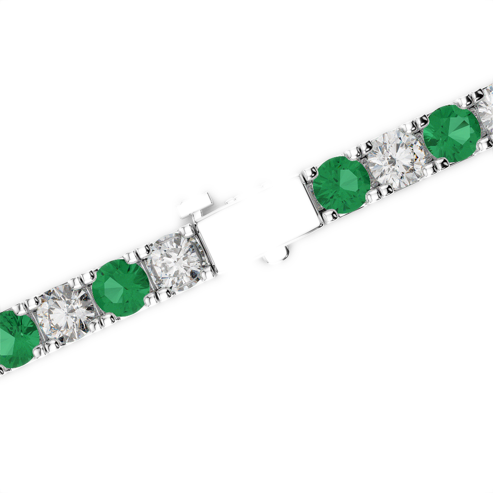 Gold / Platinum Round Cut Emerald and Diamond Bracelet AGBRL-1021