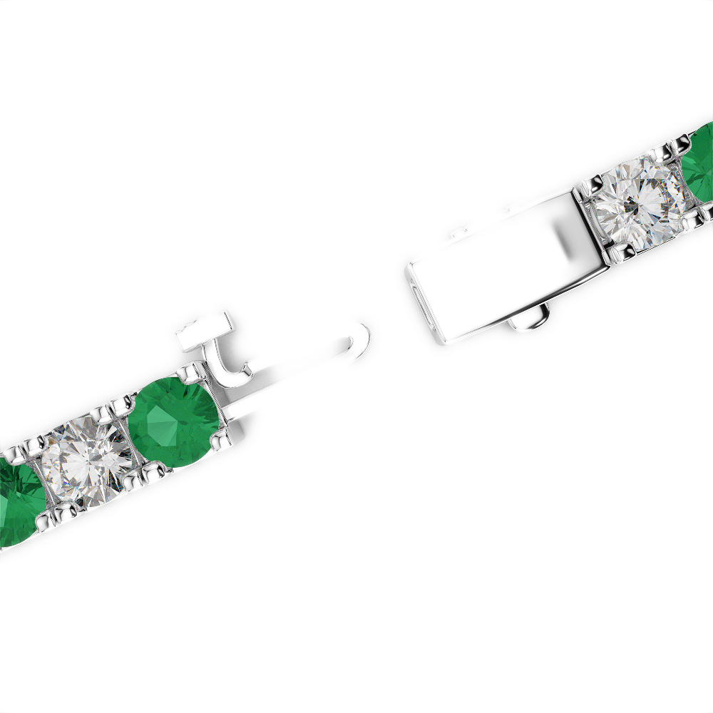 Gold / Platinum Round Cut Emerald and Diamond Bracelet AGBRL-1022