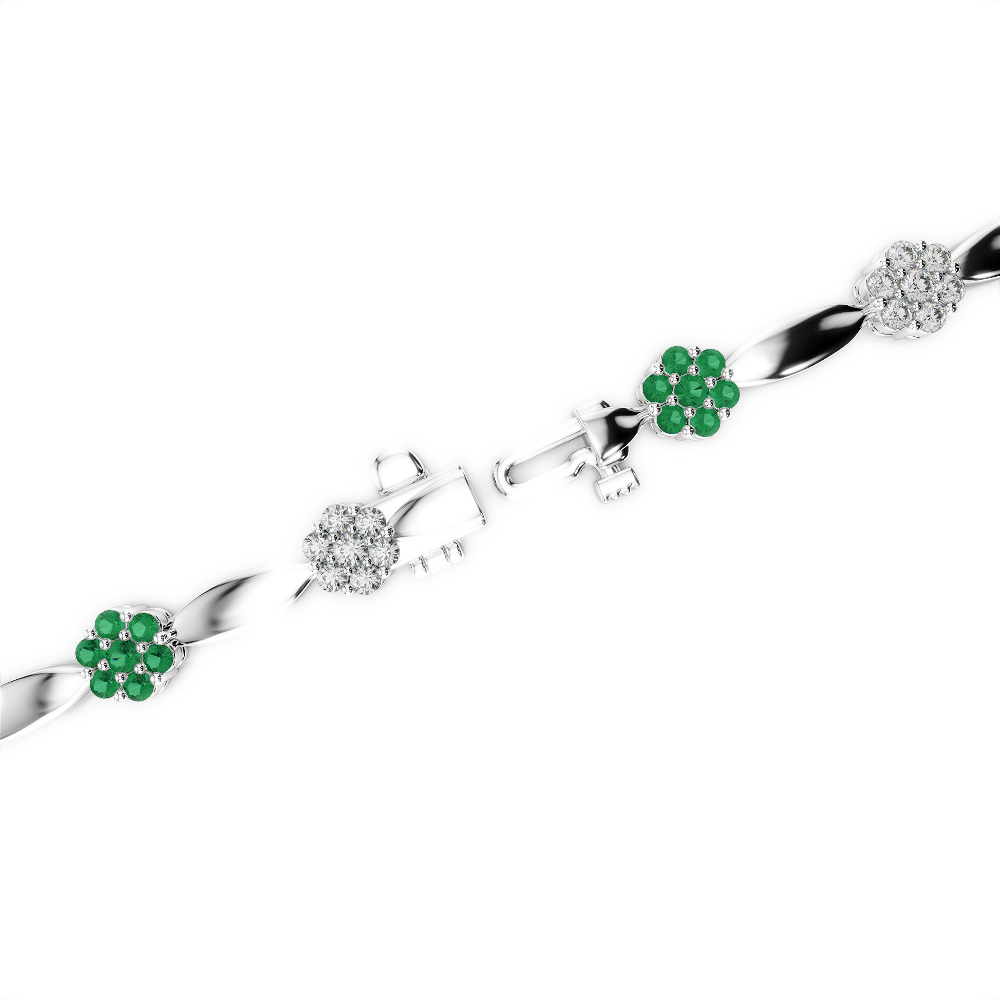 Gold / Platinum Round Cut Emerald and Diamond Bracelet AGBRL-1029