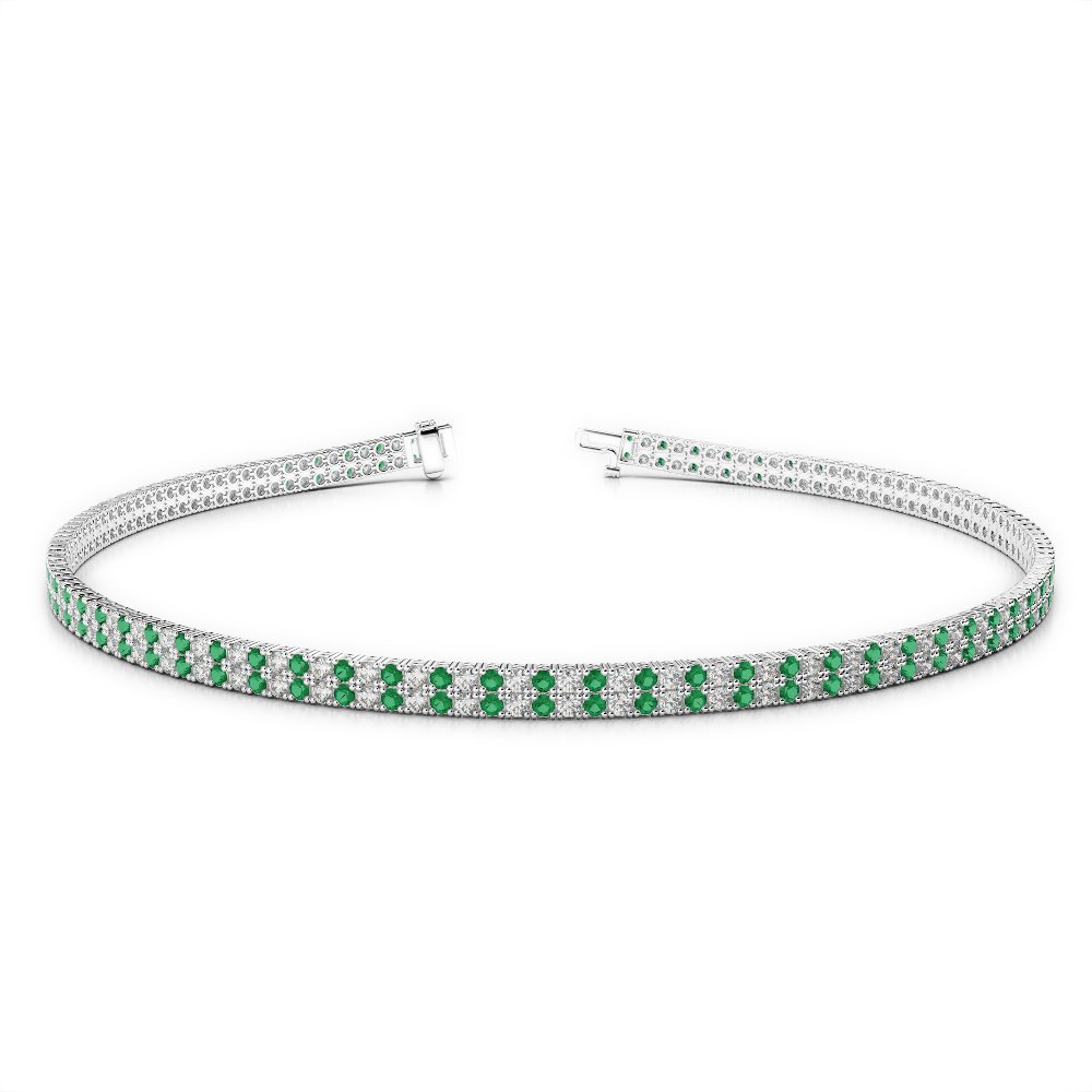 Gold / Platinum Round Cut Emerald and Diamond Bracelet AGBRL-1030