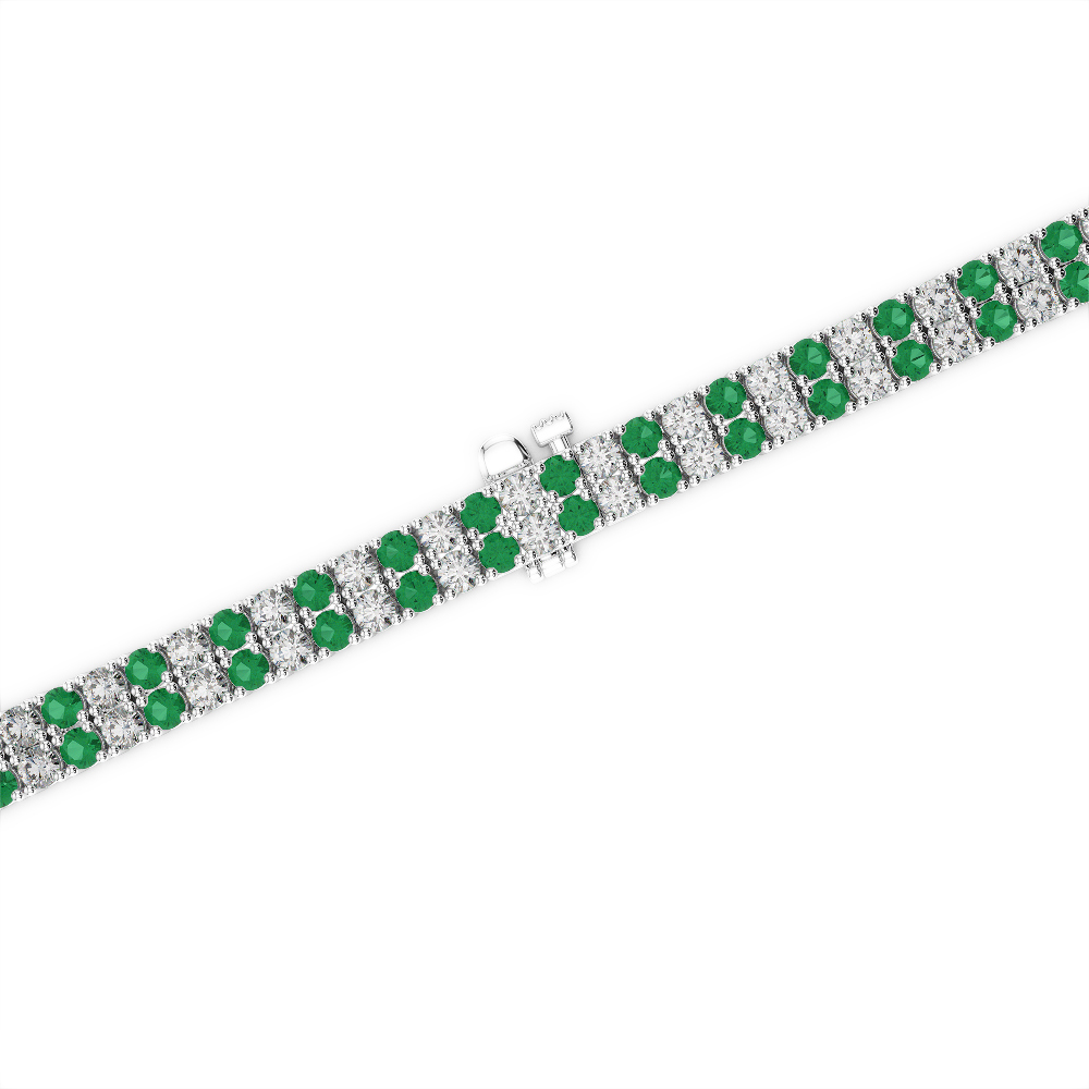 Gold / Platinum Round Cut Emerald and Diamond Bracelet AGBRL-1031