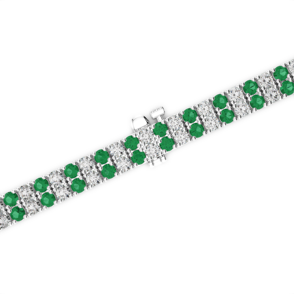 Gold / Platinum Round Cut Emerald and Diamond Bracelet AGBRL-1032