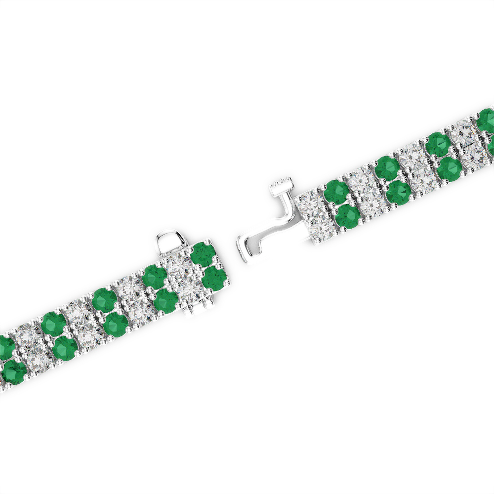 Gold / Platinum Round Cut Emerald and Diamond Bracelet AGBRL-1032