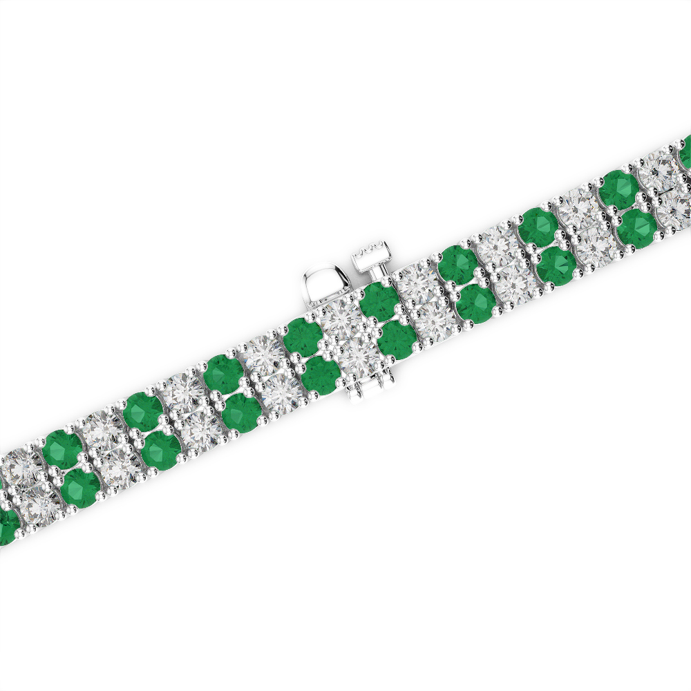 Gold / Platinum Round Cut Emerald and Diamond Bracelet AGBRL-1033