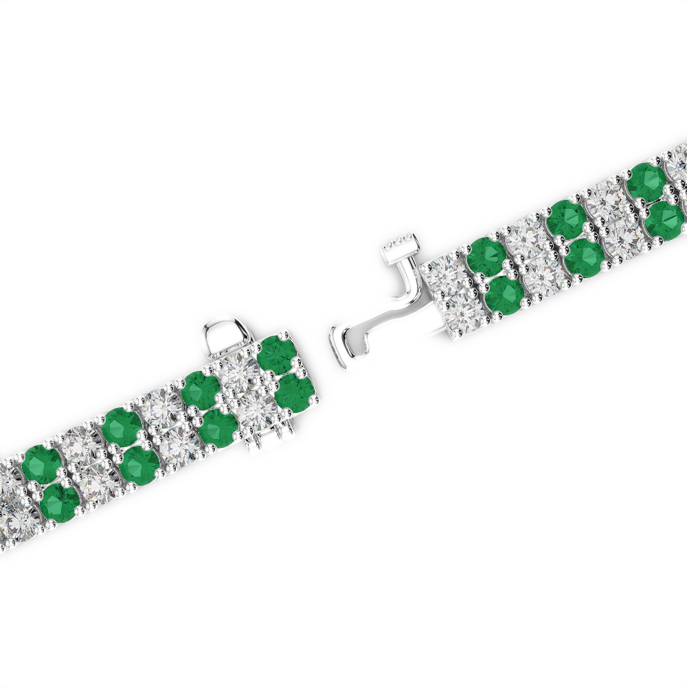 Gold / Platinum Round Cut Emerald and Diamond Bracelet AGBRL-1033