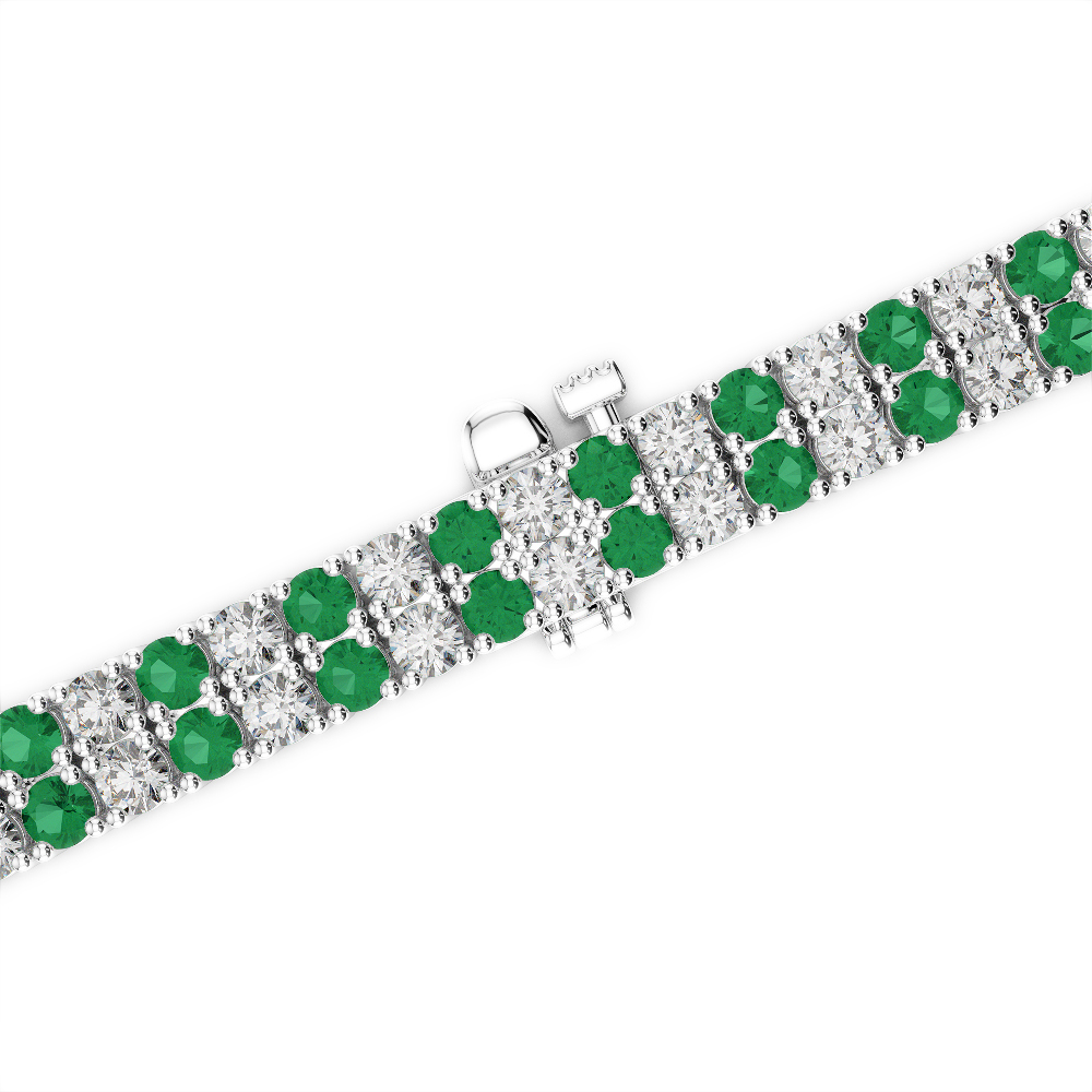 Gold / Platinum Round Cut Emerald and Diamond Bracelet AGBRL-1035