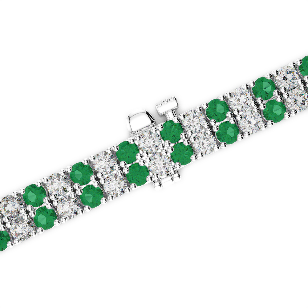 Gold / Platinum Round Cut Emerald and Diamond Bracelet AGBRL-1037