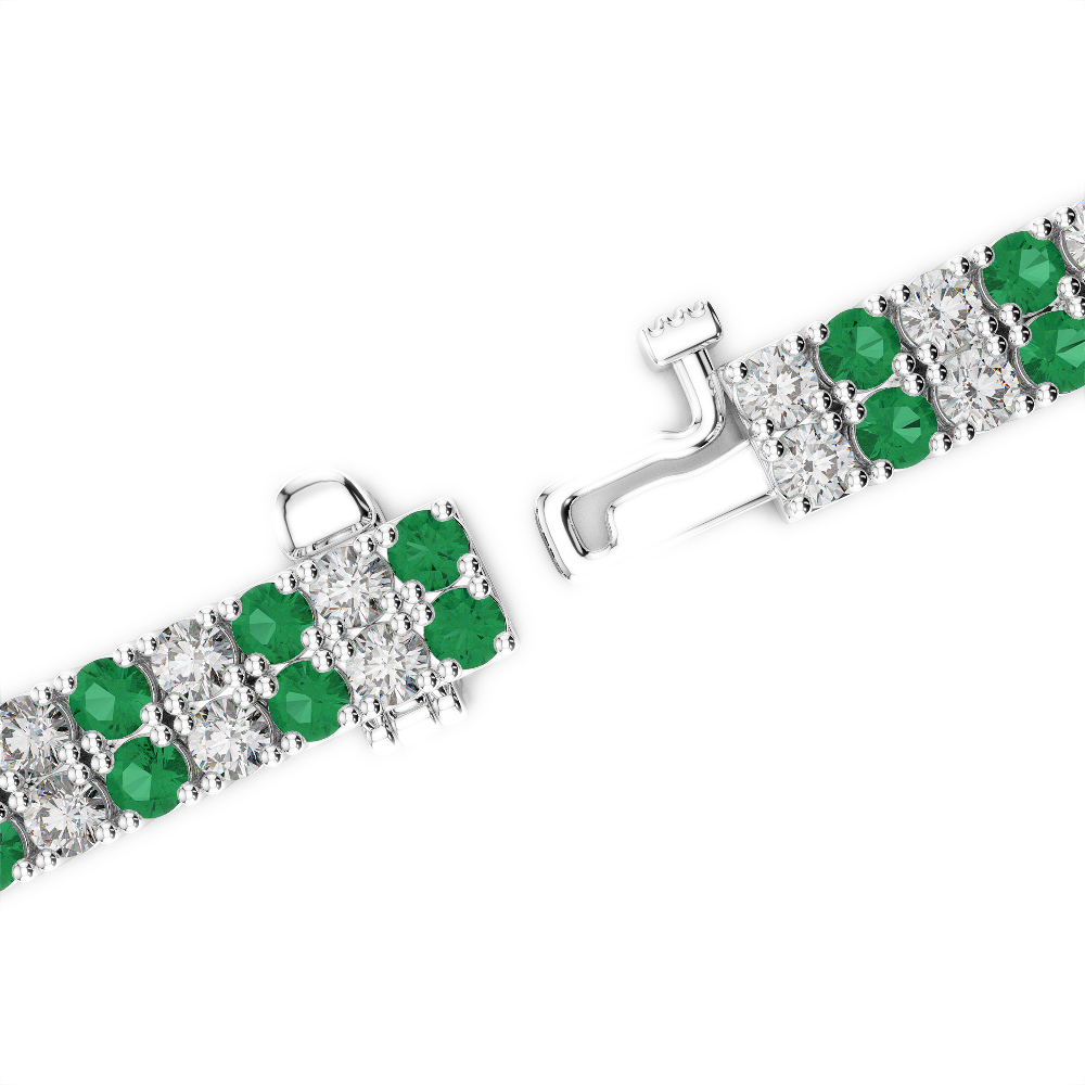 Gold / Platinum Round Cut Emerald and Diamond Bracelet AGBRL-1037