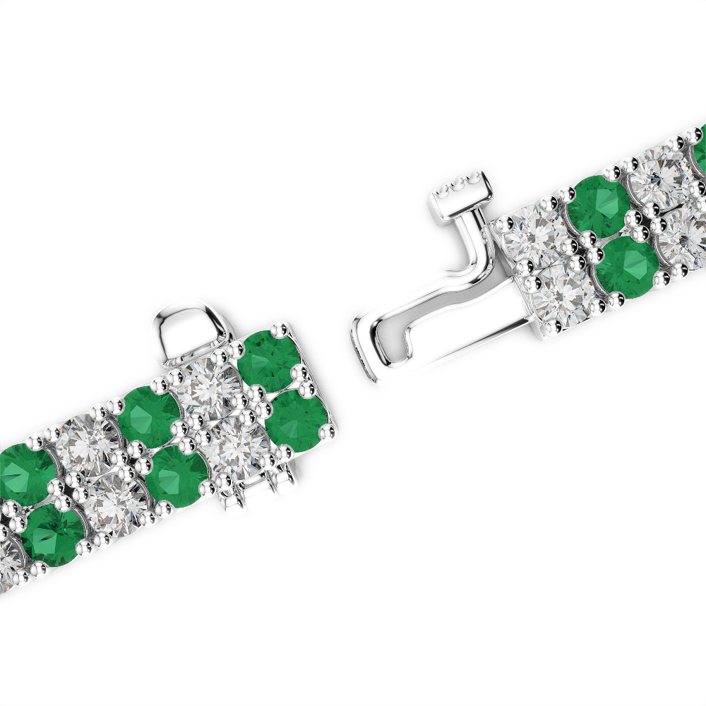 Gold / Platinum Round Cut Emerald and Diamond Bracelet AGBRL-1039