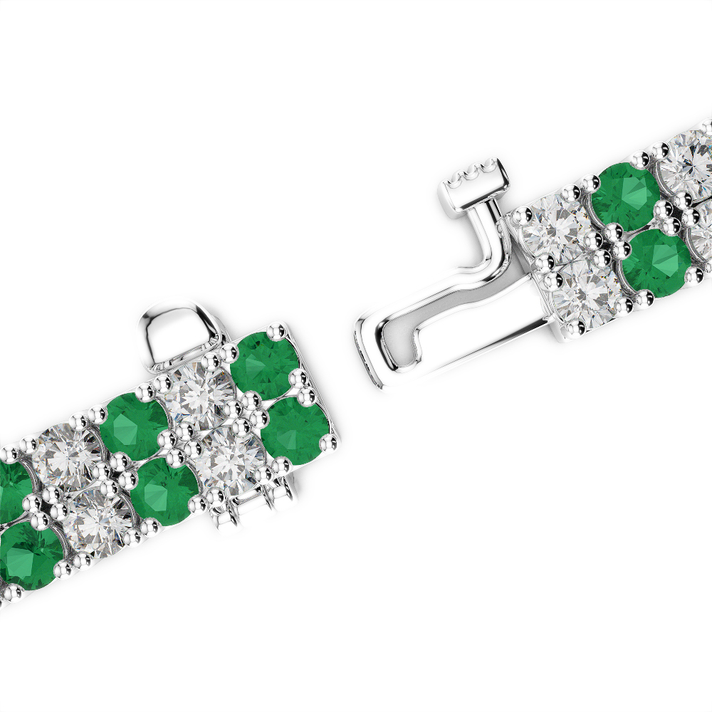 Gold / Platinum Round Cut Emerald and Diamond Bracelet AGBRL-1040