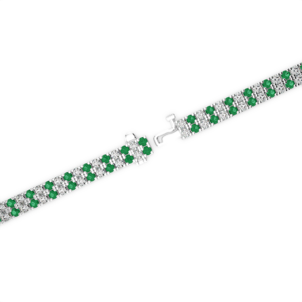 Gold / Platinum Round Cut Emerald and Diamond Bracelet AGBRL-1041