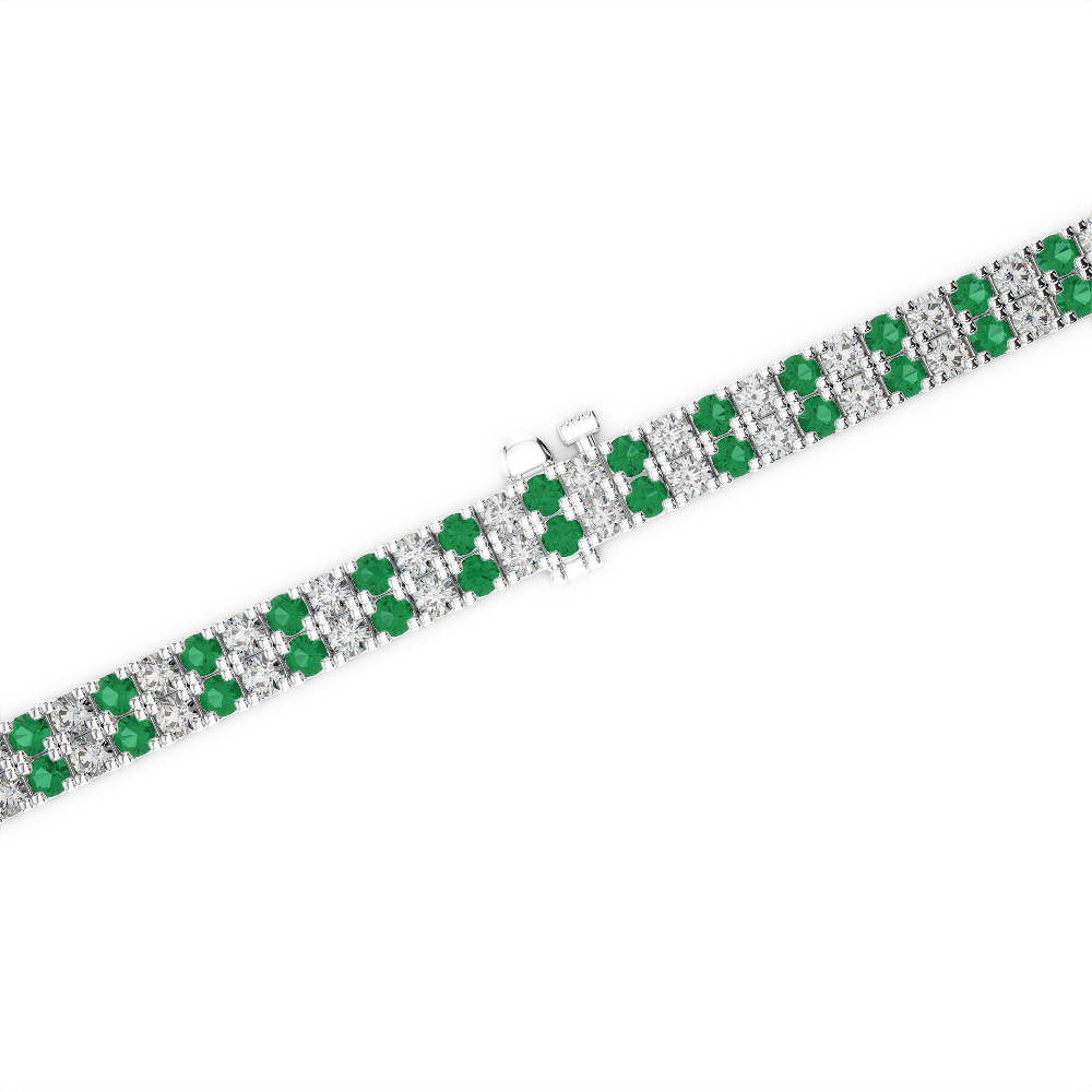 Gold / Platinum Round Cut Emerald and Diamond Bracelet AGBRL-1042